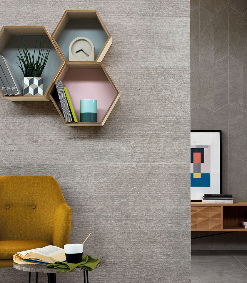 Discover how to combine textures, geometric patterns and Lea Ceramiche surfaces to create modern, dynamic interiors full of personality.