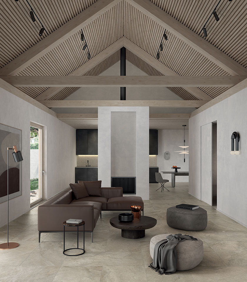 Discover the appeal of ton sur ton with Lea Ceramiche surfaces in neutral, tactile shades, creating harmonious, elegant and contemporary interiors.